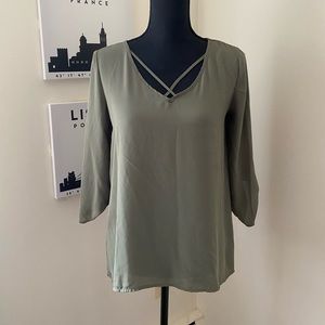 Olive, perfect-for-work, blouse [Small]